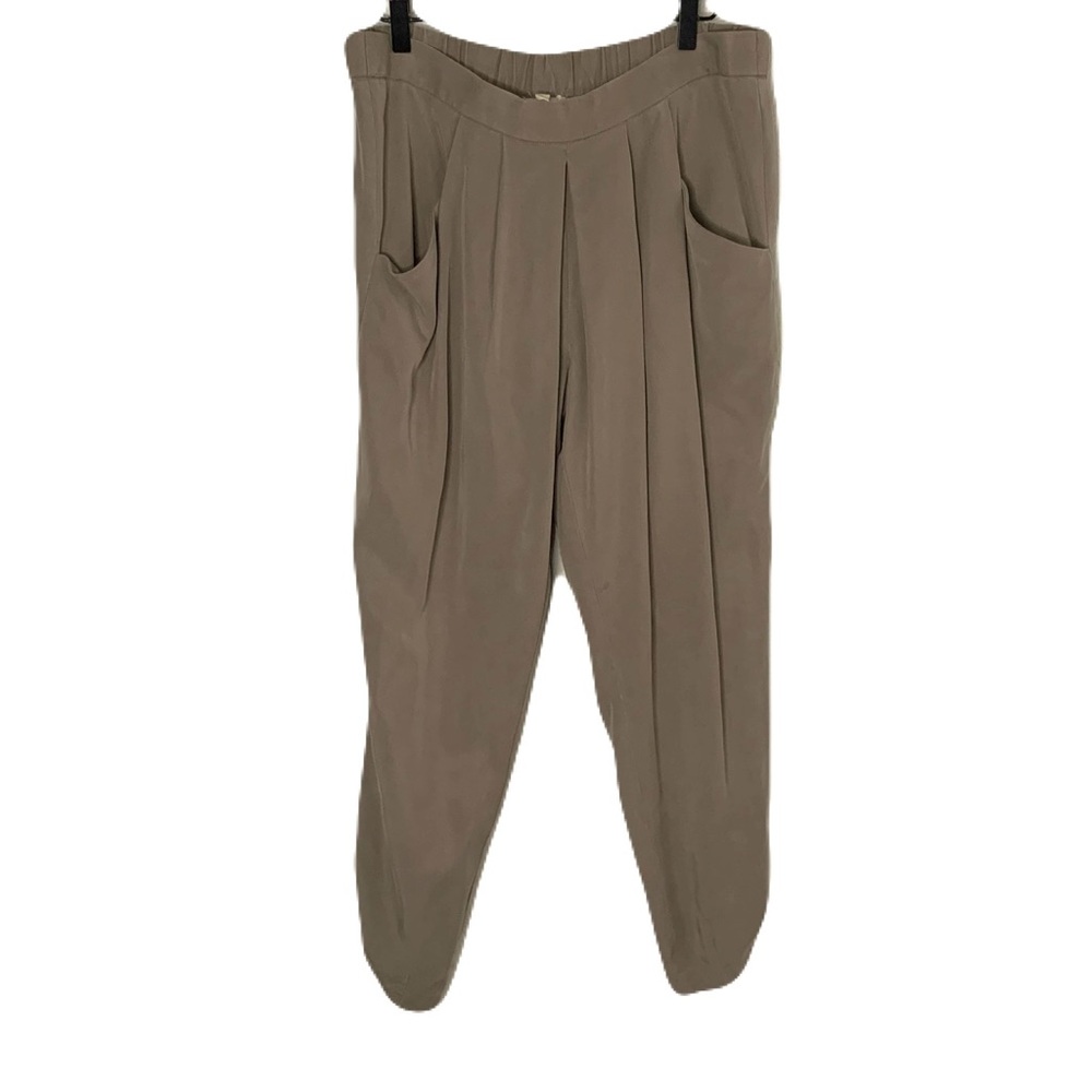 Eileen Fisher Women’s Small Taupe Soft Tencel Pleated Front Pull-On Cropped Pant